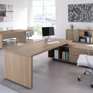 Bureau Direction FLORA sur console 210 cm – Noyer clair