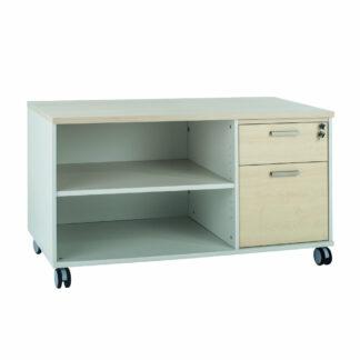 Console desserte mobile avec caisson intégré à 2 tiroirs (dont 1 pour dossiers suspendus) - Dimensions : H63 x L120 x P60 cm