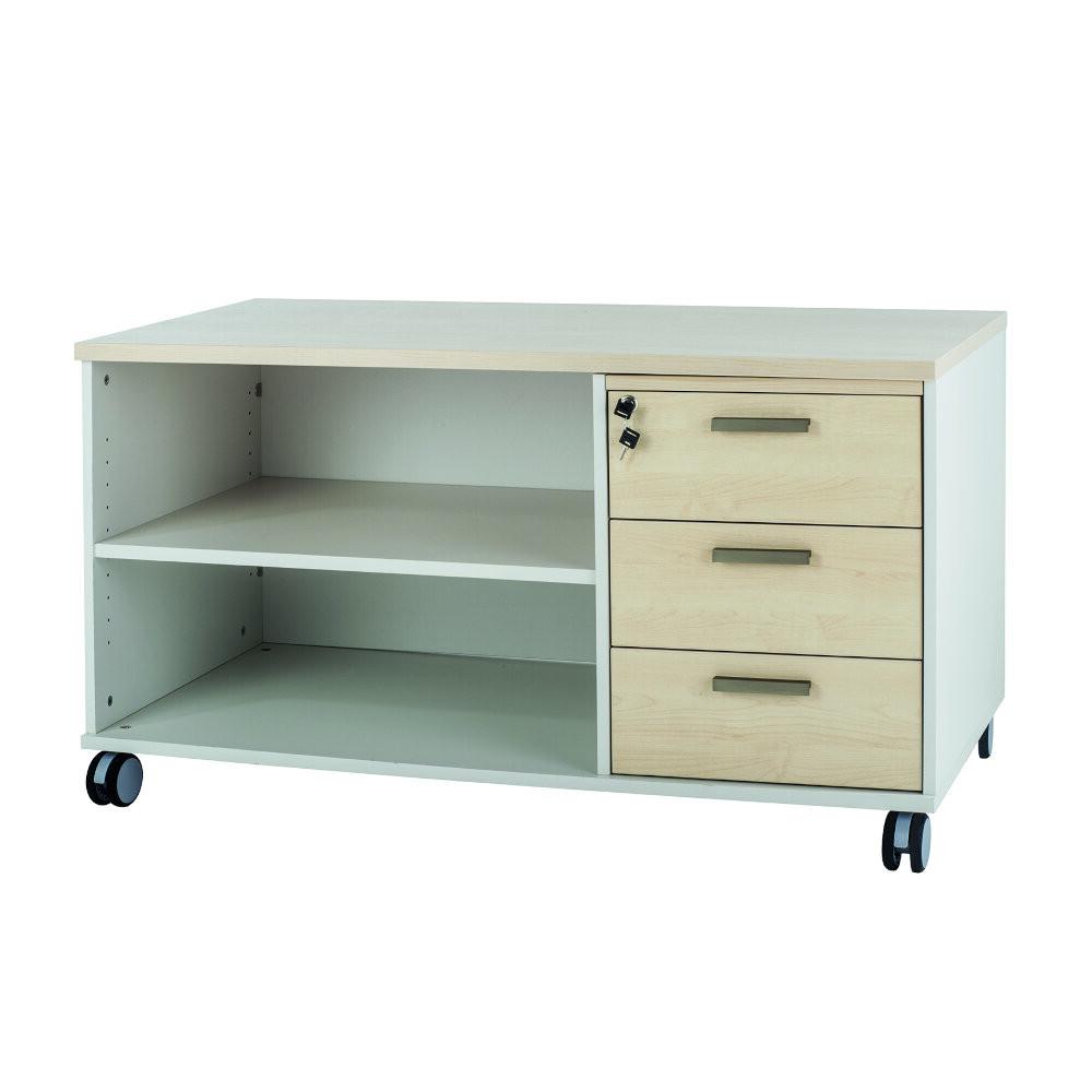 Console desserte mobile avec caisson intégré à 3 tiroirs à plat - Dimensions : H63 x L120 x P60 cm – Image 2