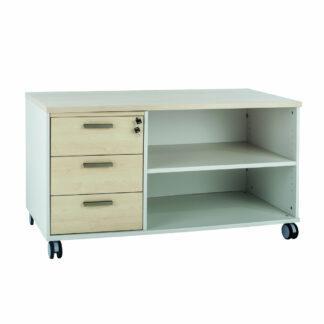 Console desserte mobile avec caisson intégré à 3 tiroirs à plat - Dimensions : H63 x L120 x P60 cm