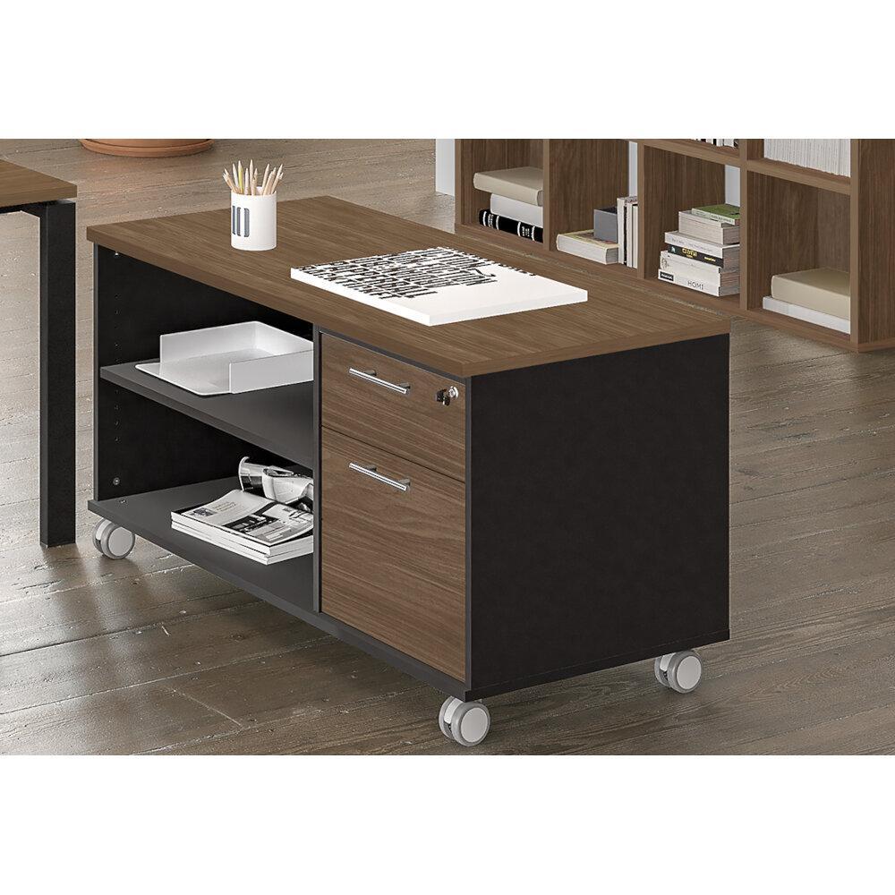 Console desserte mobile avec caisson intégré à 2 tiroirs (dont 1 pour dossiers suspendus) - Dimensions : H63 x L120 x P60 cm – Image 2