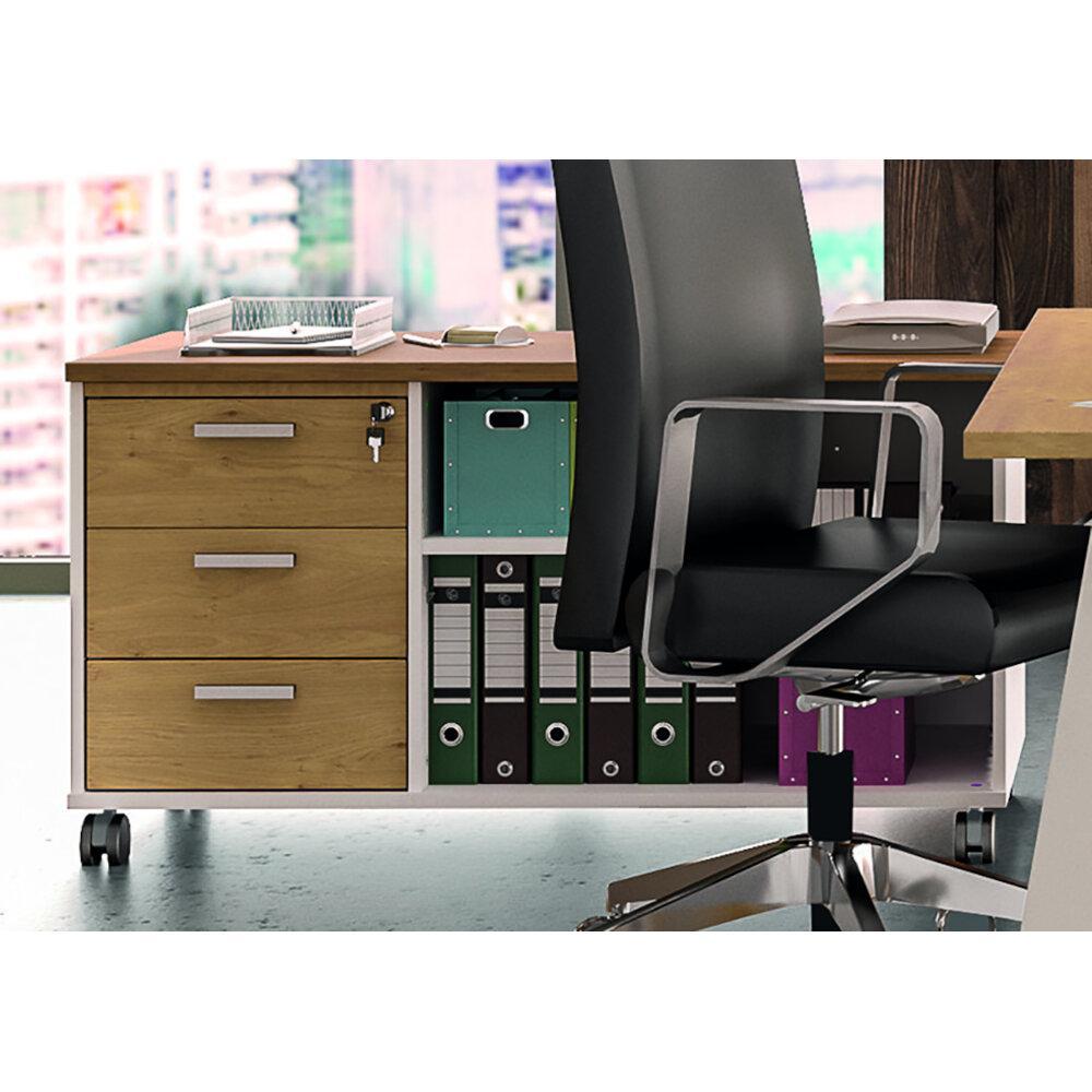 Console desserte mobile avec caisson intégré à 3 tiroirs à plat - Dimensions : H63 x L120 x P60 cm – Image 4