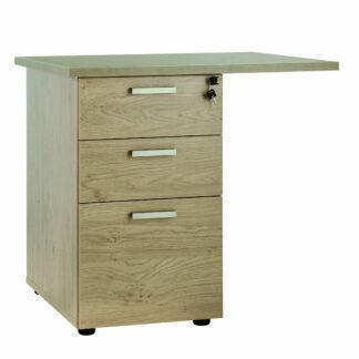 Caisson hauteur de bureau monocouleur à 2 tiroirs dont 1 pour dossiers suspendus - Dimensions Top : 80 x 60 cm