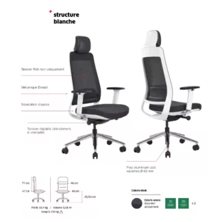 Fauteuil HALIFAX structure blanche