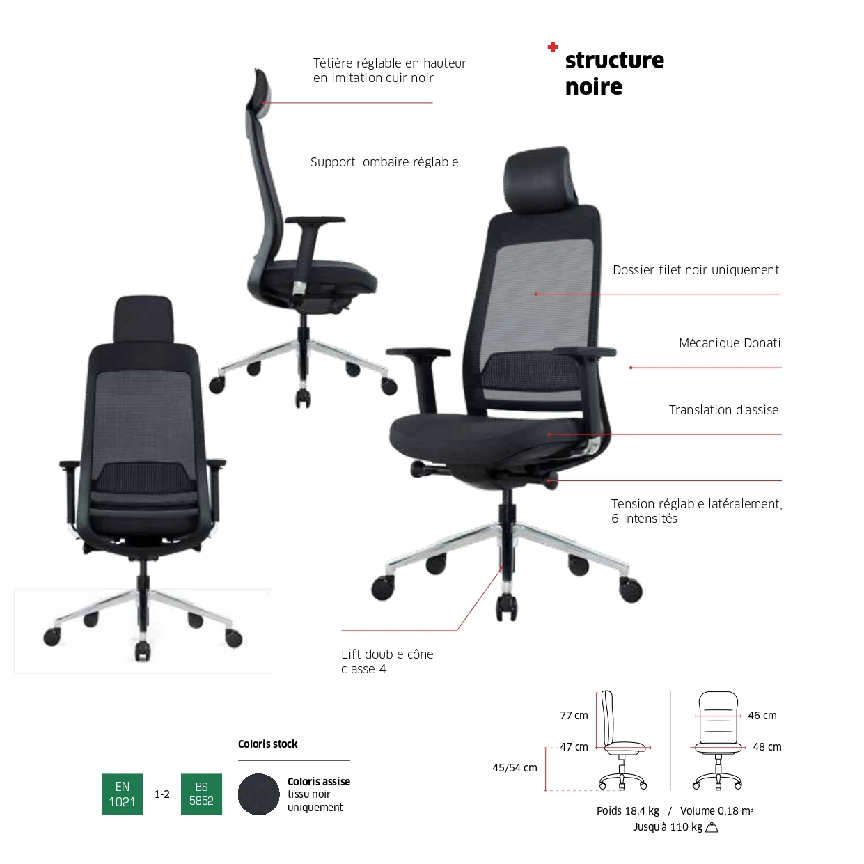 Fauteuil HALIFAX structure noire