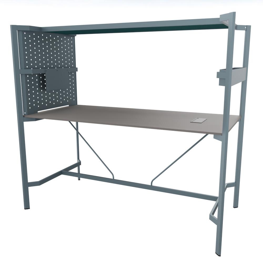 Table de réunion haute 220x100 cm Acacia/Vert avec support TV - BON PLAN