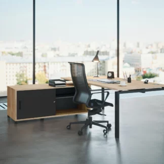 Bureau de direction ASTRO Buronomic – avec meuble de service noir nebraska noir
