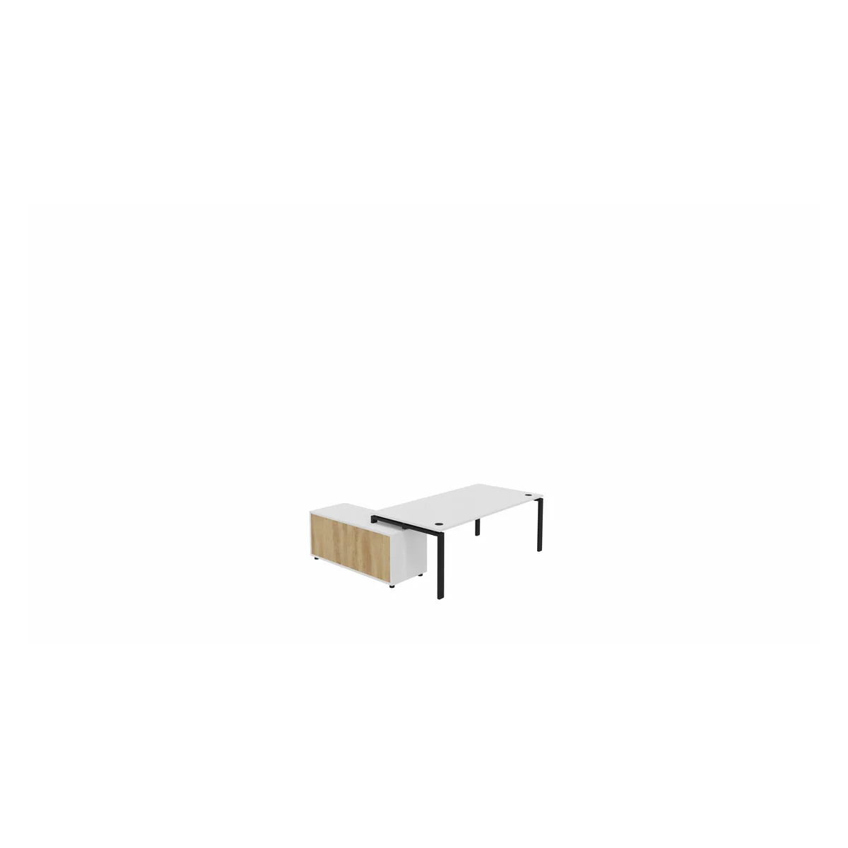 Bureau de direction ASTRO Buronomic – packshot avec meuble de service noir blanc nebraska