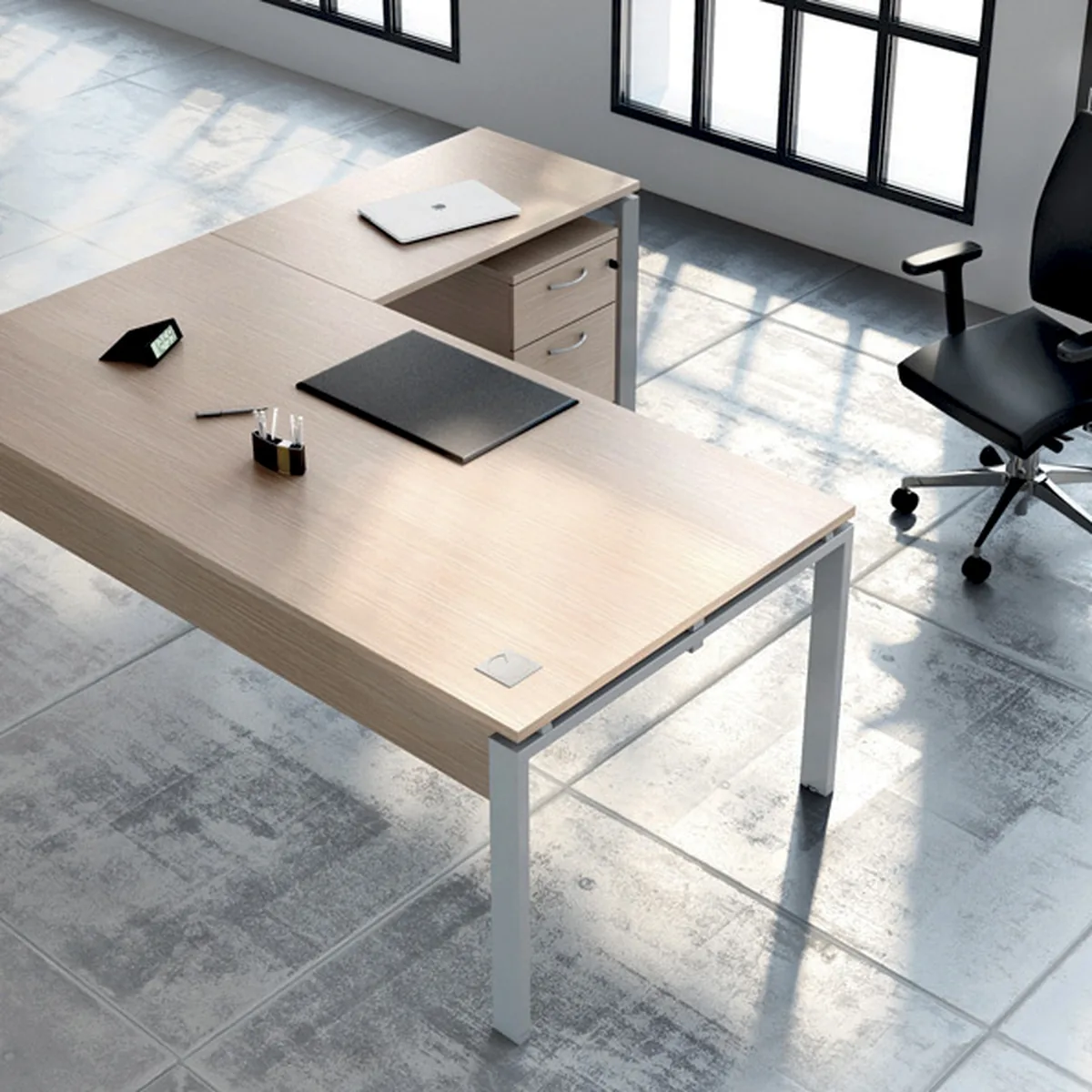 Bureau de direction ASTRO Buronomic – retour aluminium chene fil