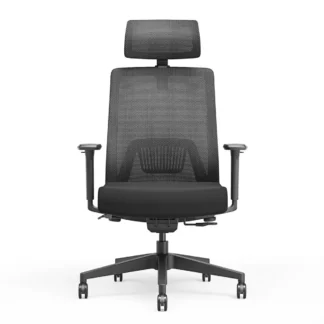 Fauteuil de bureau ergonomique VELORA avec têtière – vue de face