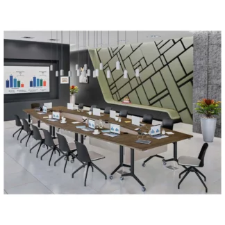 Table abattante mobile FLEXIA pour réunion finition noyer