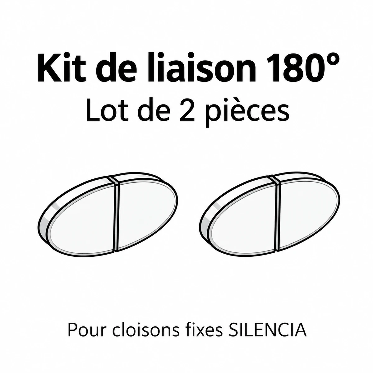 Illustration du kit de liaison SILENCIA 180 degrés, lot de deux pièces pour cloisons fixes
