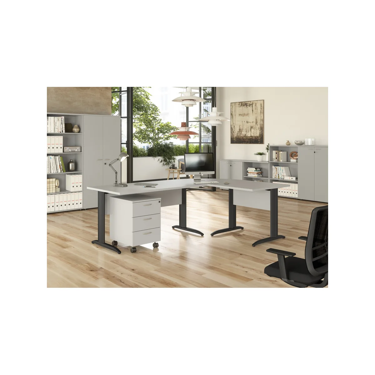 Bureau STARTUP PREMIUM avec piètement métallique K2 – aménagement professionnel