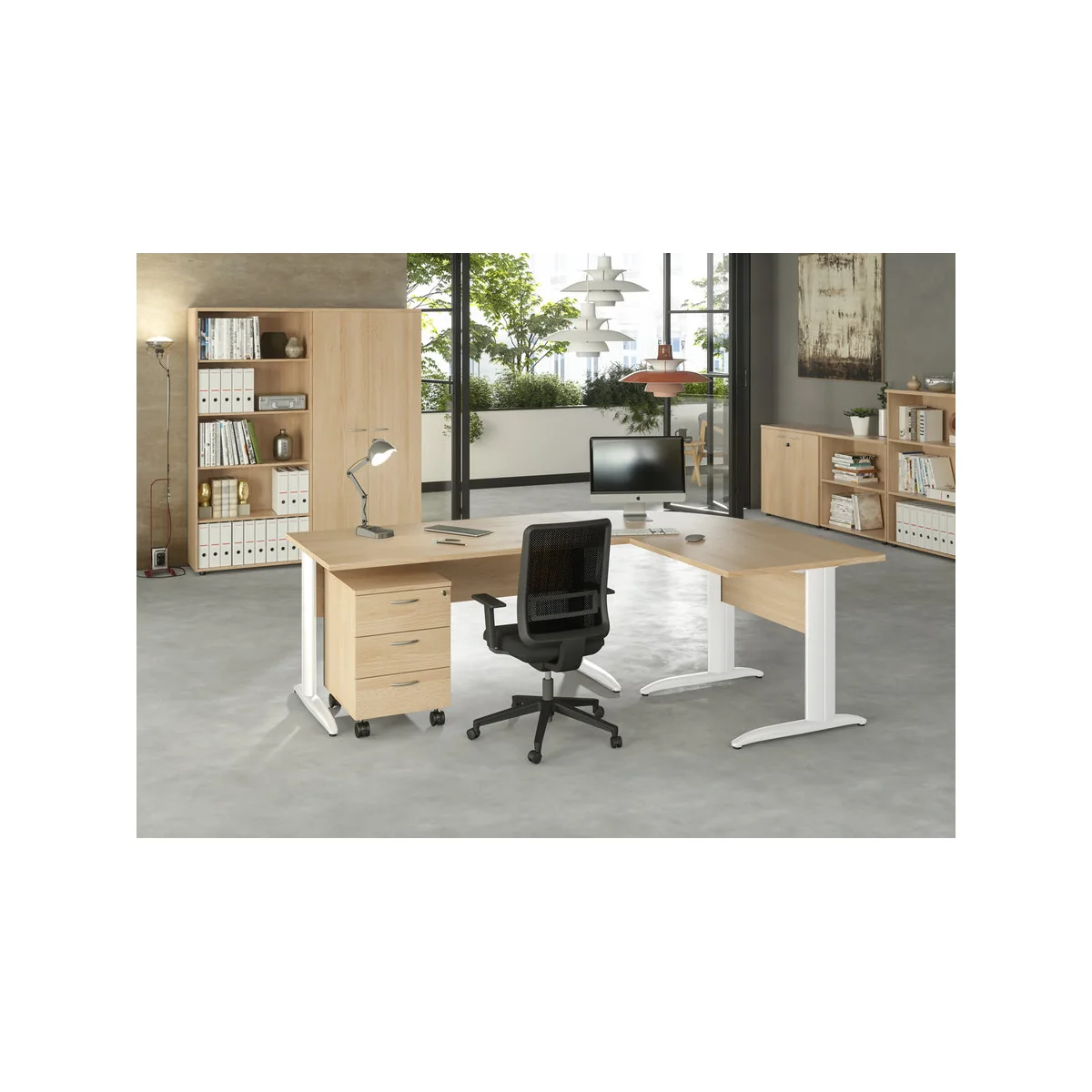 Bureau STARTUP PREMIUM K2 avec piètement métallique blanc