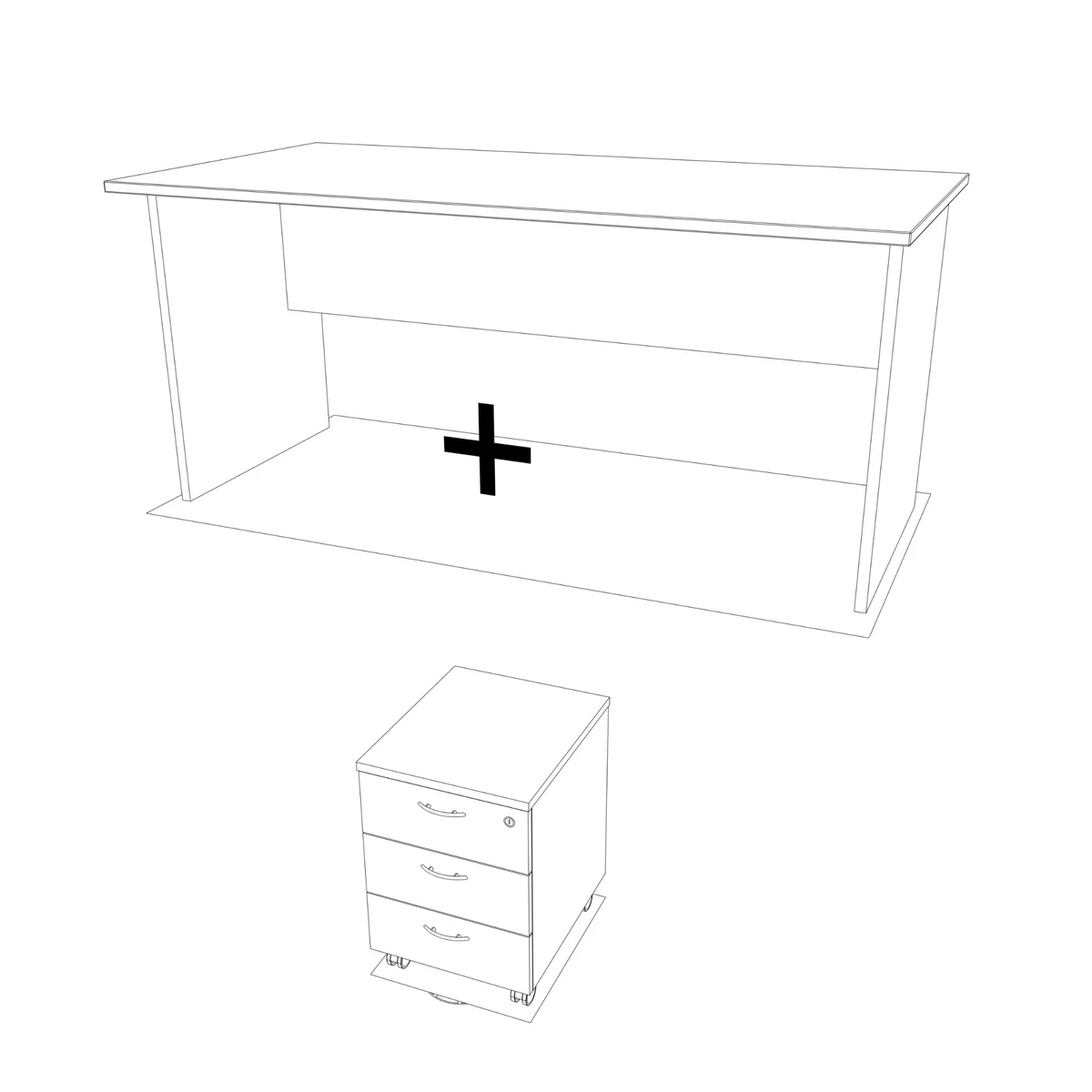 PRÊT À PARTIR STARTUP – Bureau droit + caisson mobile – Image 2