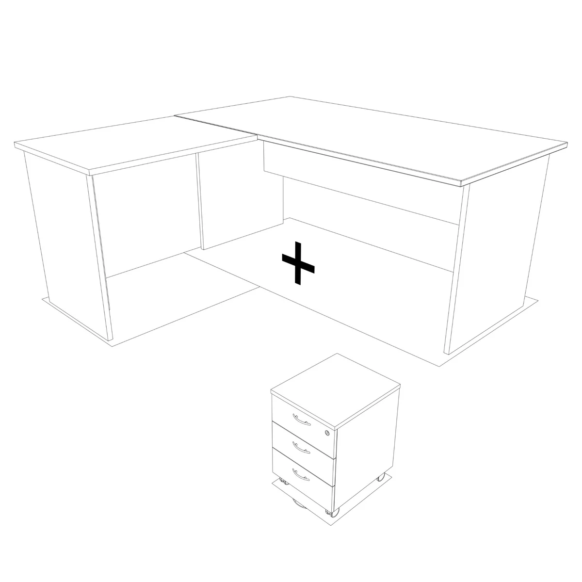 PRÊT À PARTIR STARTUP – Bureau avec retour + caisson mobile – Image 2
