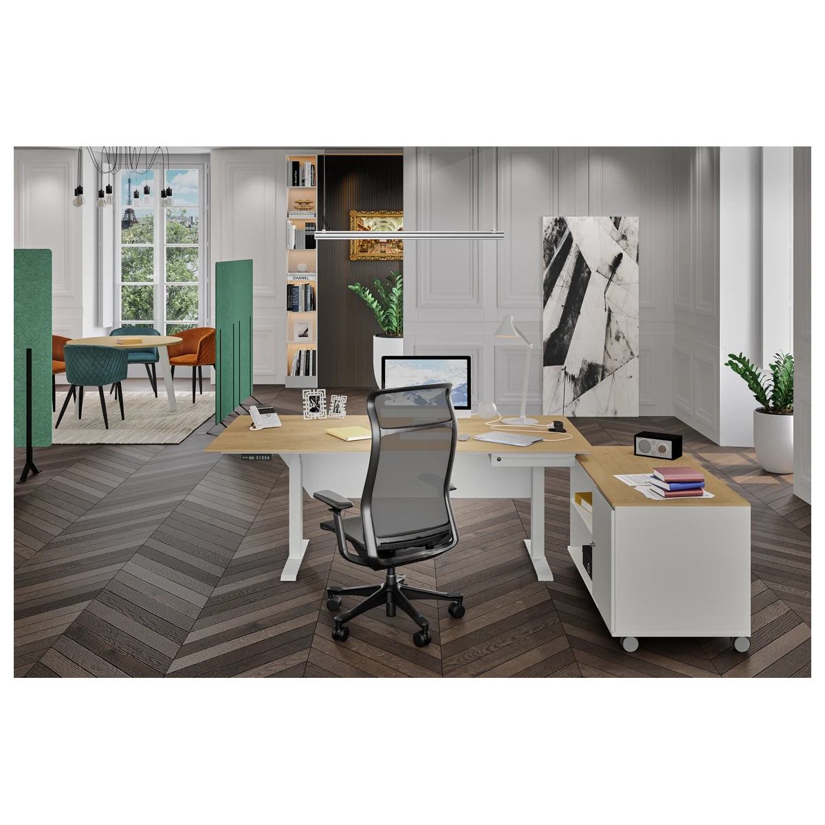 MANAGER Level – bureau de direction chêne clair blanc